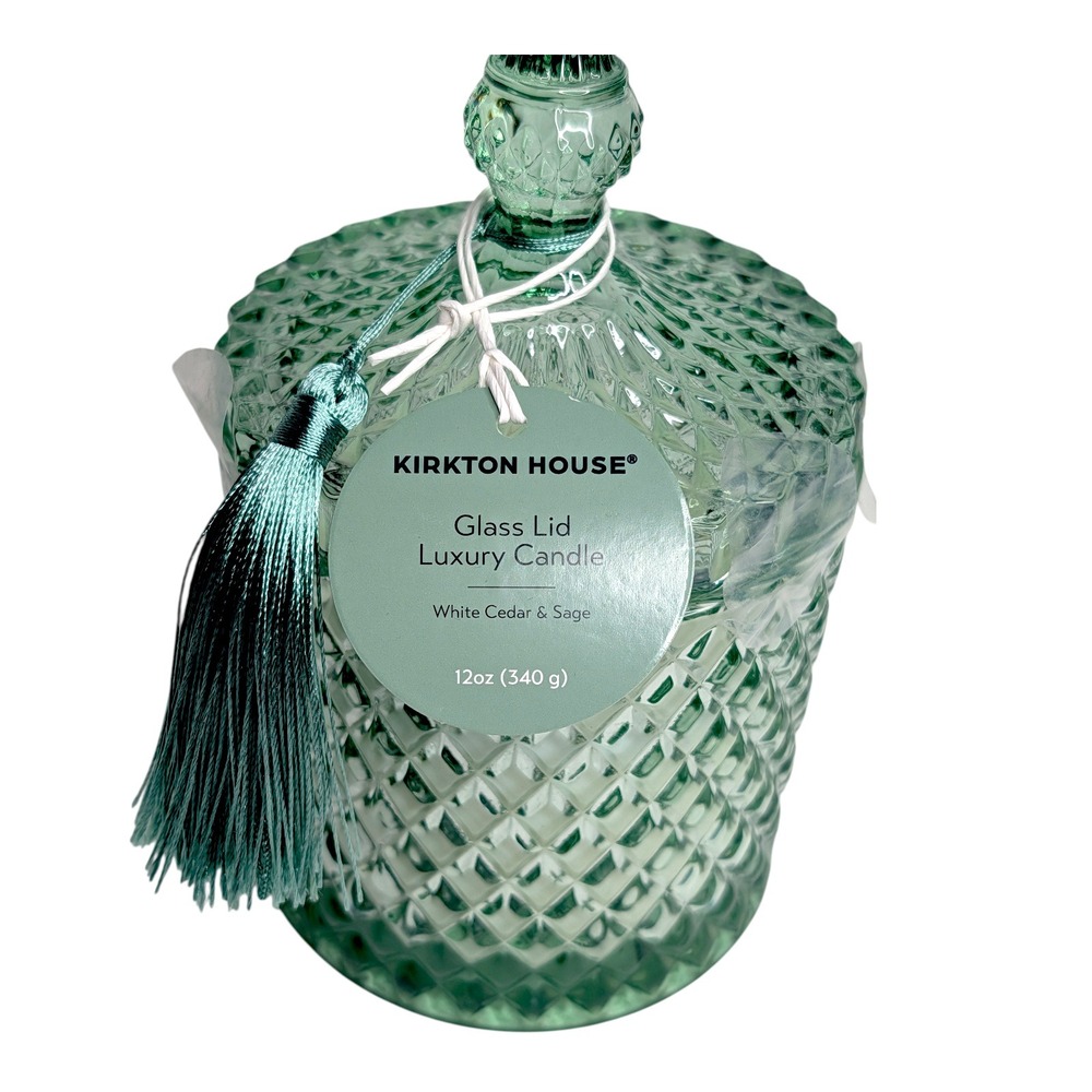 Kirkton House‎ White Cedar Sage Luxury Candle 12oz Green Glass Jar Tassel Lid - Picture 5 of 6